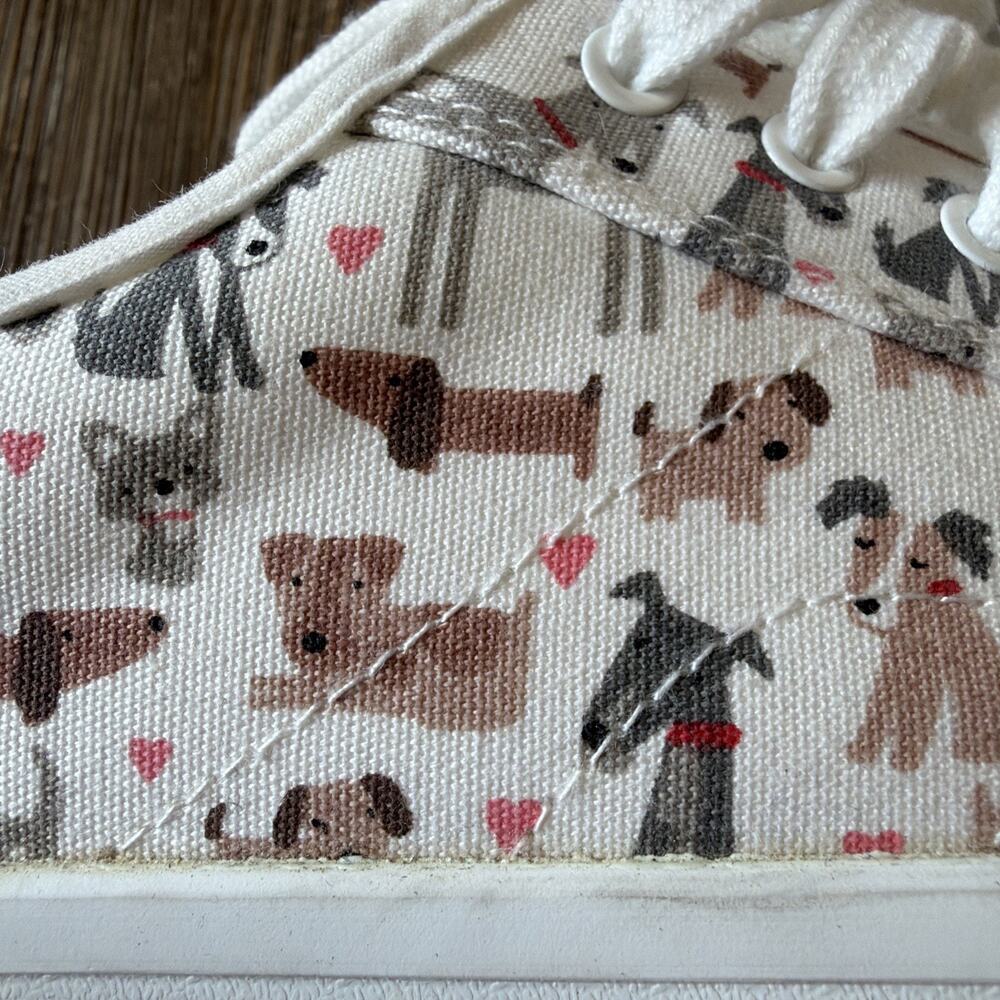Cynthia Rowley Grey Brown Varied Dogs Tiny Hearts Platform Canvas Shoes women 10 - Picture 10 of 10